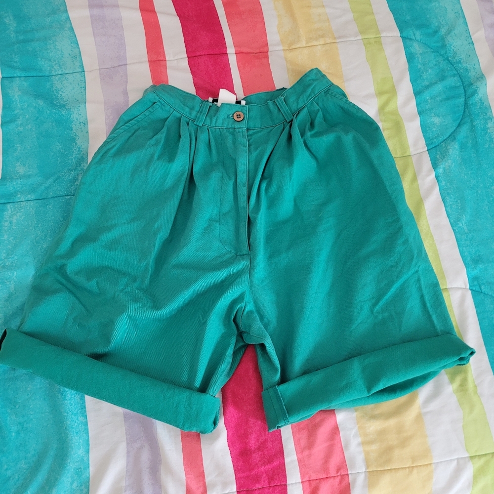 Vintage Teal High-Waisted Shorts